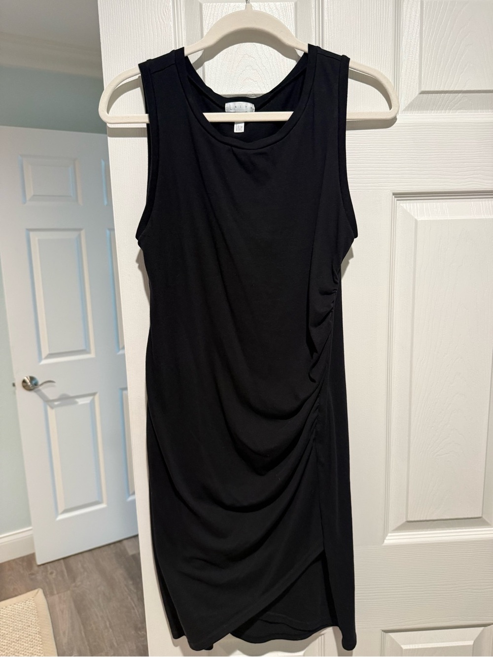 Leith Black Sleeveless Ruched Side Tank Dress